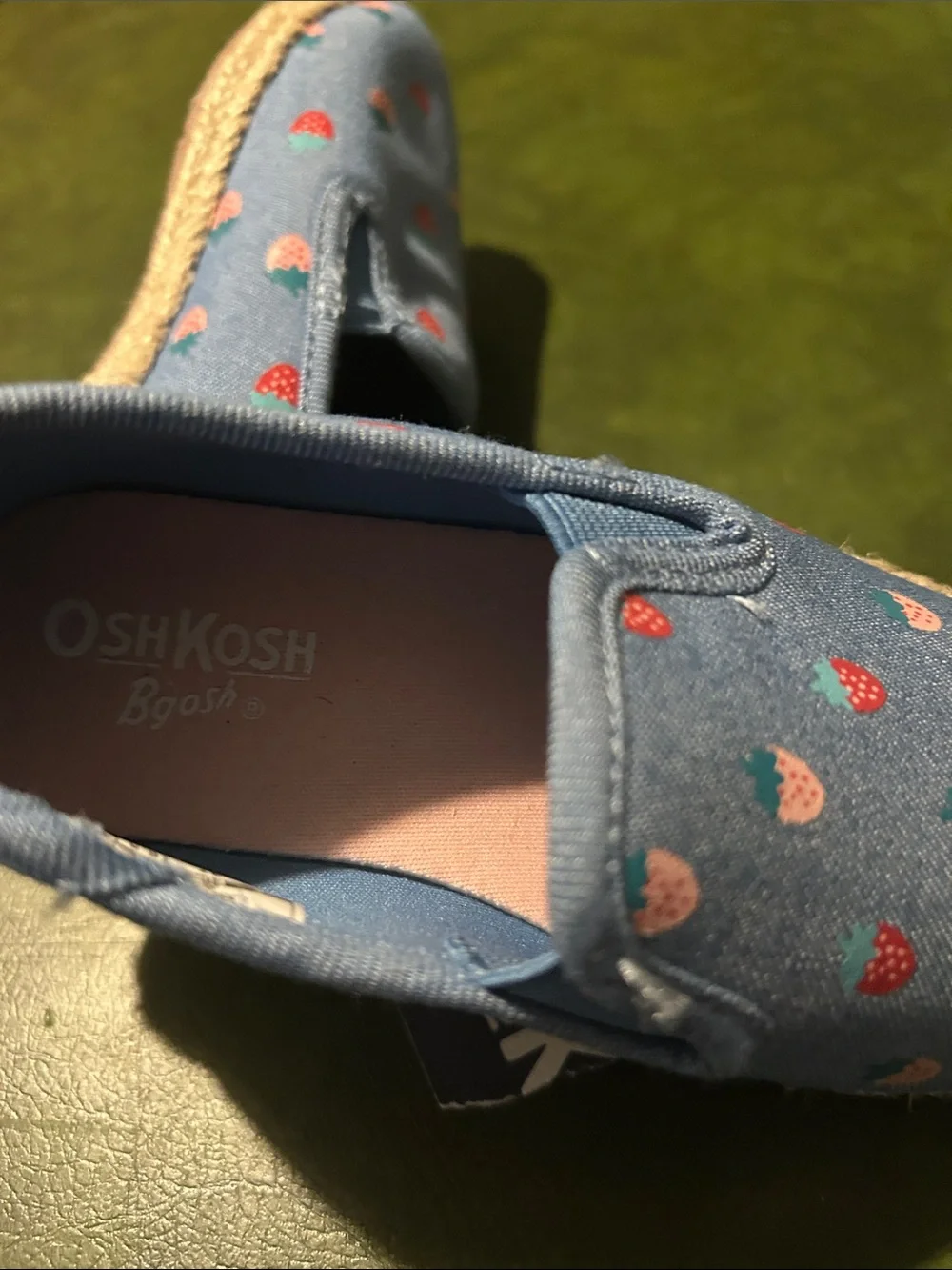 OshKosh B'gosh Blue Canvas Slip-On Sneakers with Strawberry Print